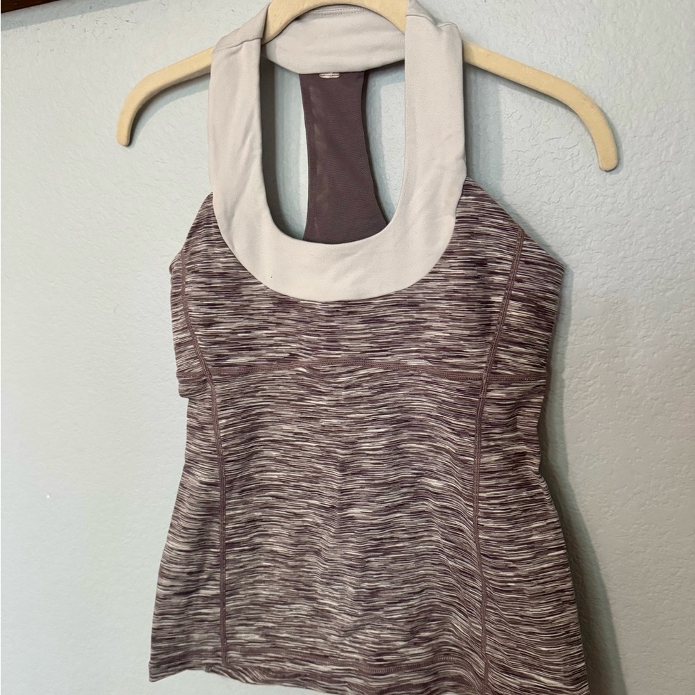 lululemon athletica Heather Mauve Tank with Cream Neckline